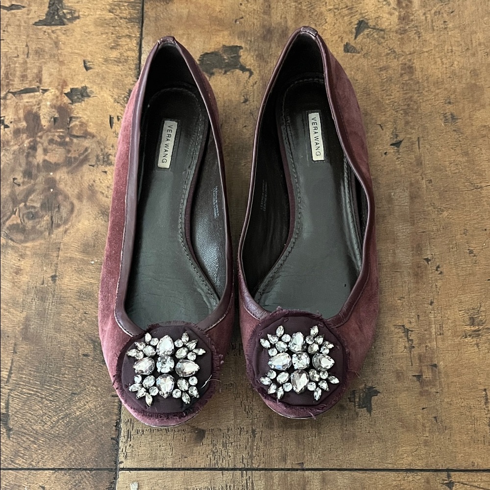 Vera Wang Plum Embellished Flats